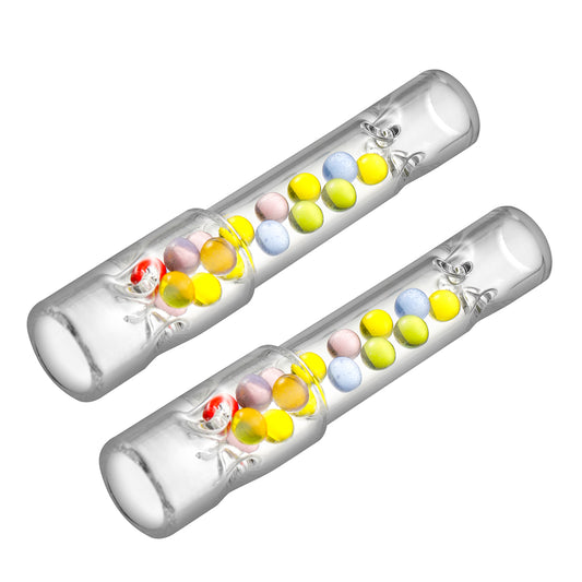 High Airflow Cooling Colored Balls Stem for Arizer Solo 3, Air 2 Max – Short 70mm, Ultra Thick Glass, Pack of 2