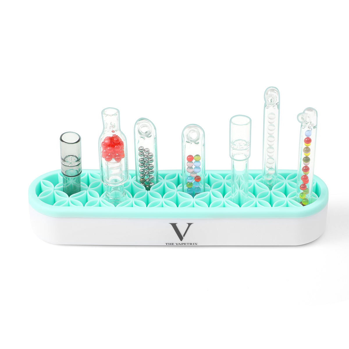 Desktop Glass Stem, Tube and Accessories Organizer for DHVs, Flexi Silicone Interior, Green