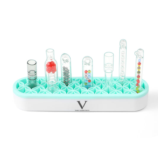 Desktop Glass Stem, Tube and Accessories Organizer for DHVs, Flexi Silicone Interior, Green