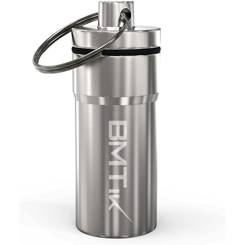 Mini Smell Proof Container Capsule, Machined Aluminium, Silver