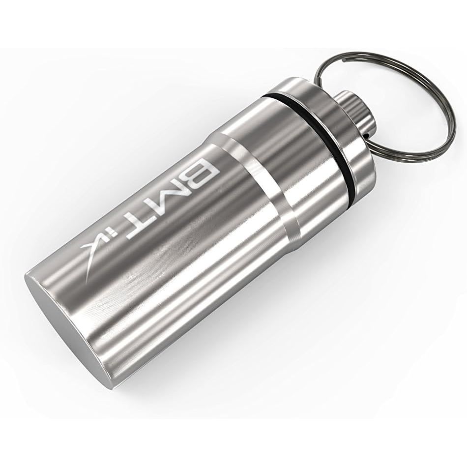 Mini Smell Proof Container Capsule, Machined Aluminium, Silver