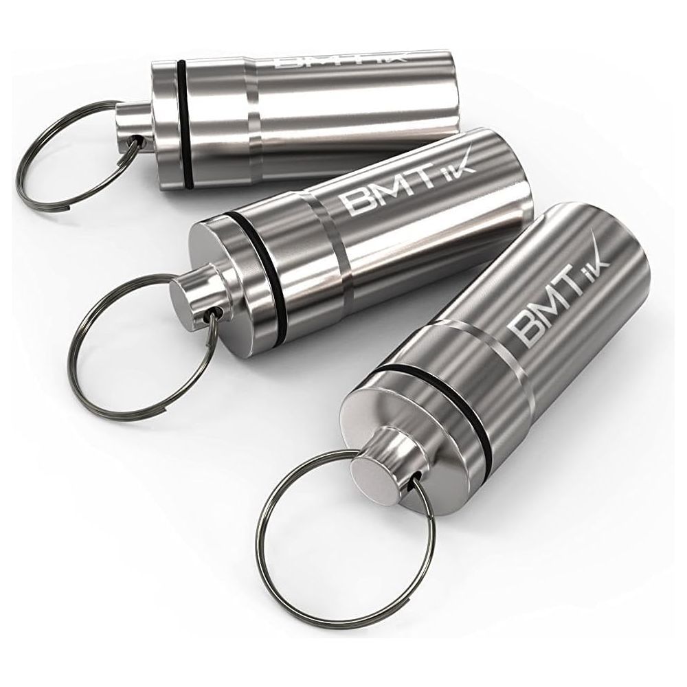 Smell Proof Container Capsule, Silver, Pack of 3