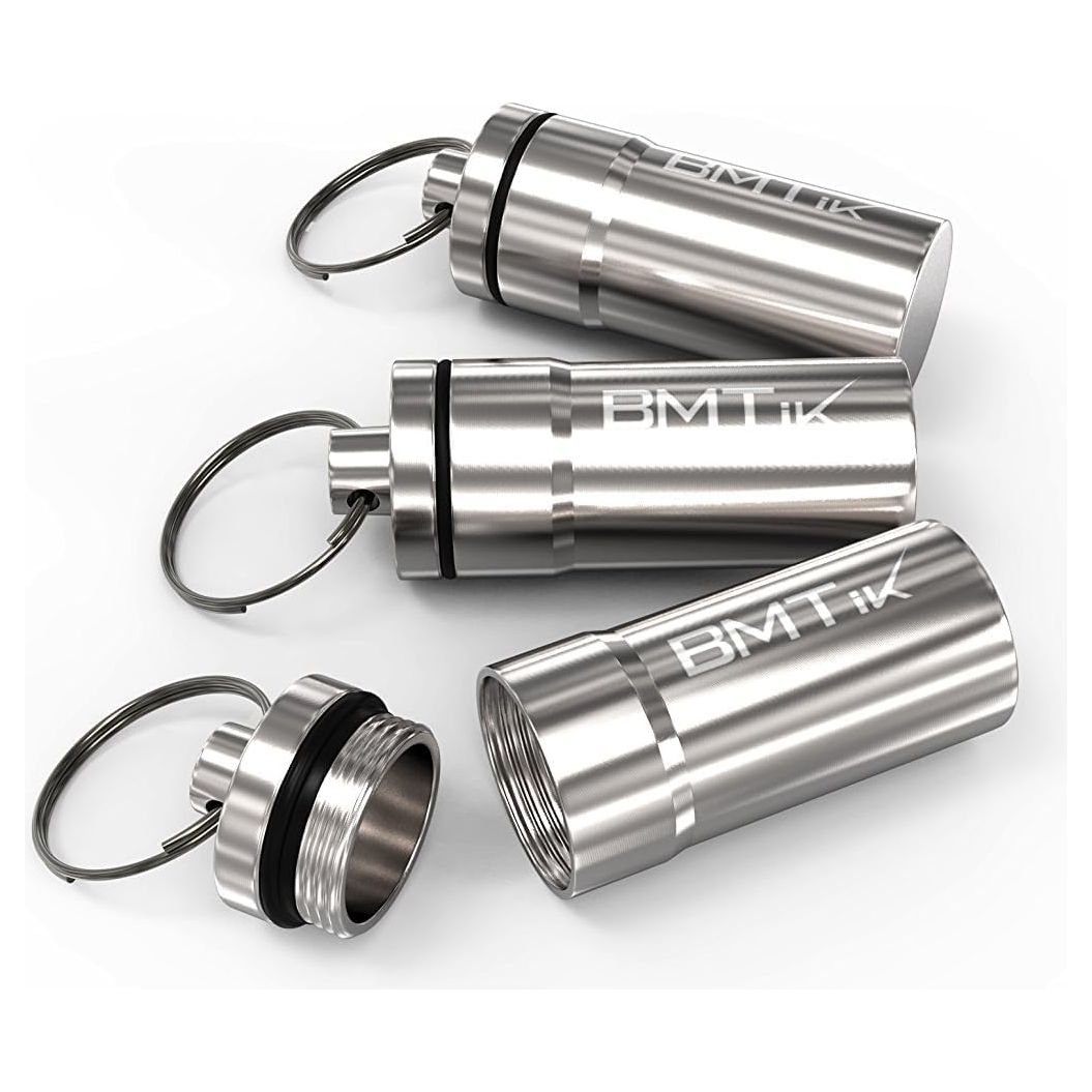 Smell Proof Container Capsule, Silver, Pack of 3